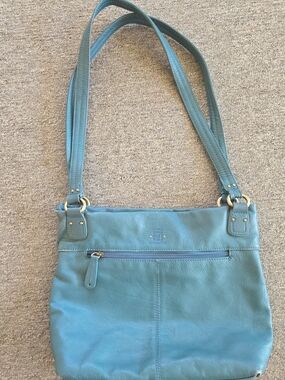 Teal Leather Shoulder Bag - Women's Handbag Stone Mountain